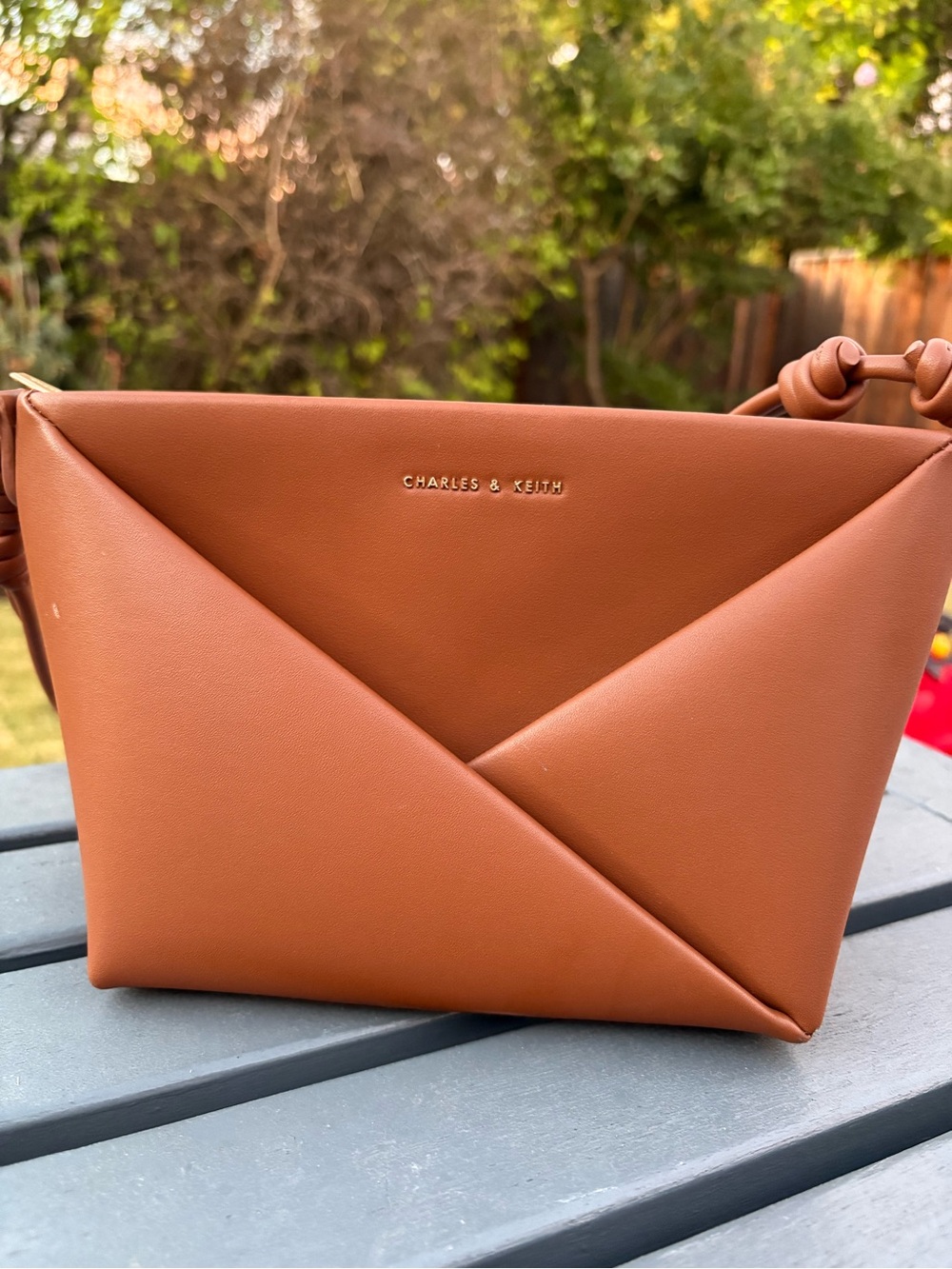 Charles & Keith Cognac Envelope Crossbody Bag
